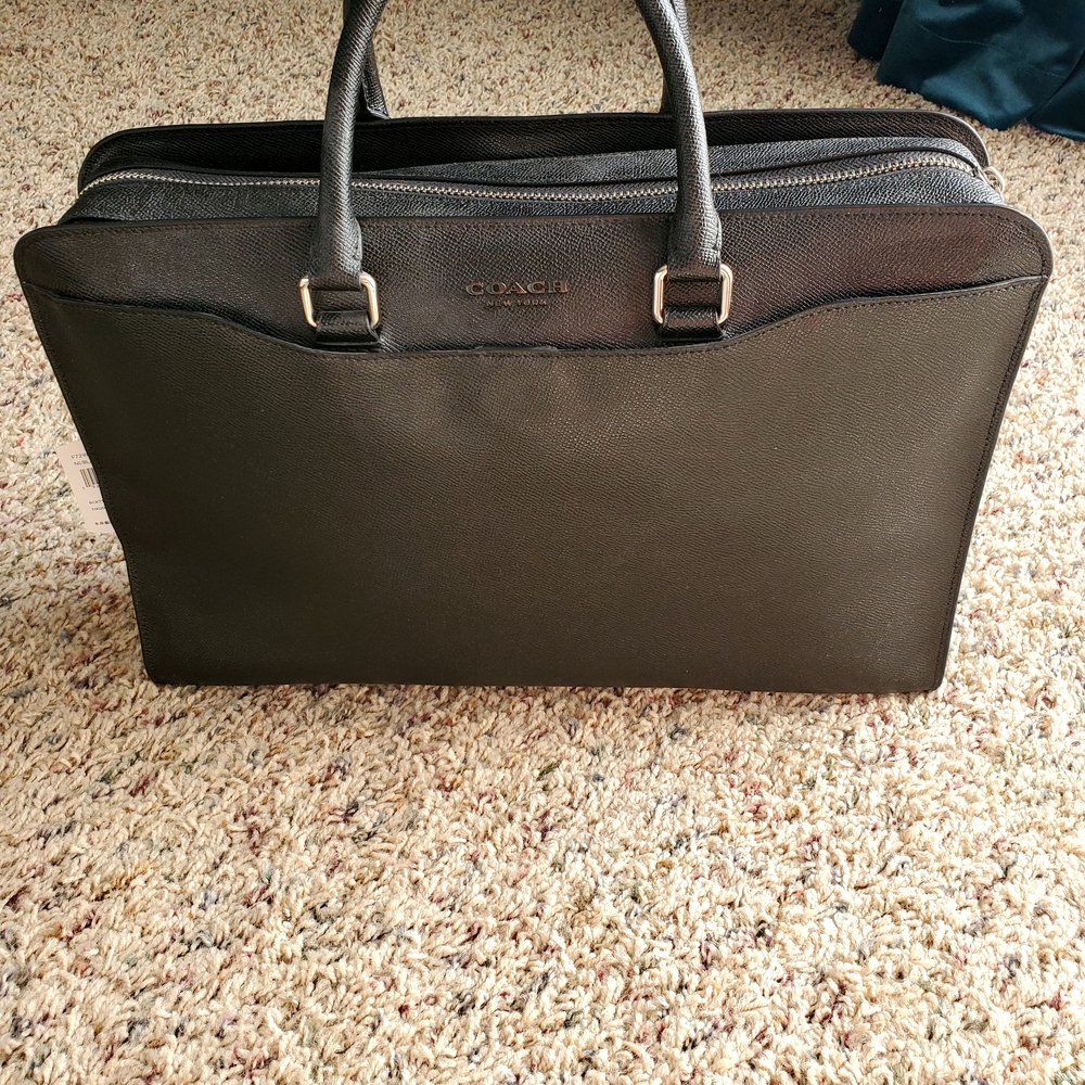 NWT Coach Black Leather Womens Laptop Bag